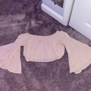 Off the shoulders beige/white size small top